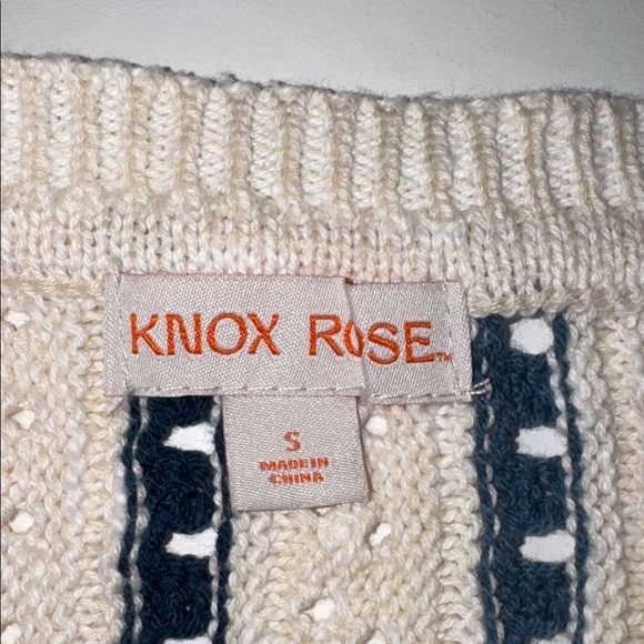 Knox Rose Open Knit Striped Crewneck Sweater, size Small - Picture 5 of 6